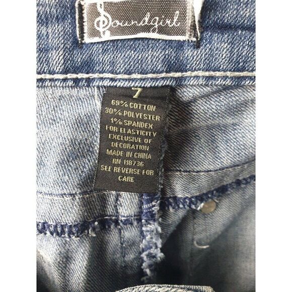 Soundgirl Women's Low Rise Embellished Bootcut Jeans Size 7 Thick StitcBlue Deni - Picture 4 of 5